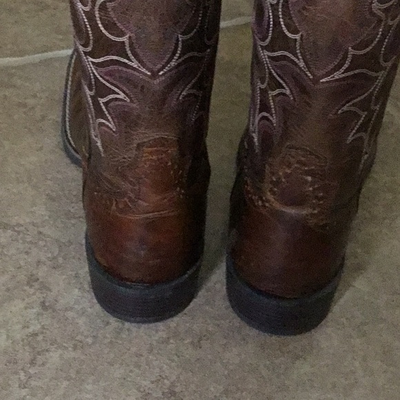 SV7216 Mens Justin Silver Cattleman Cowboy Boot Square Toe Brown - Picture 11 of 16